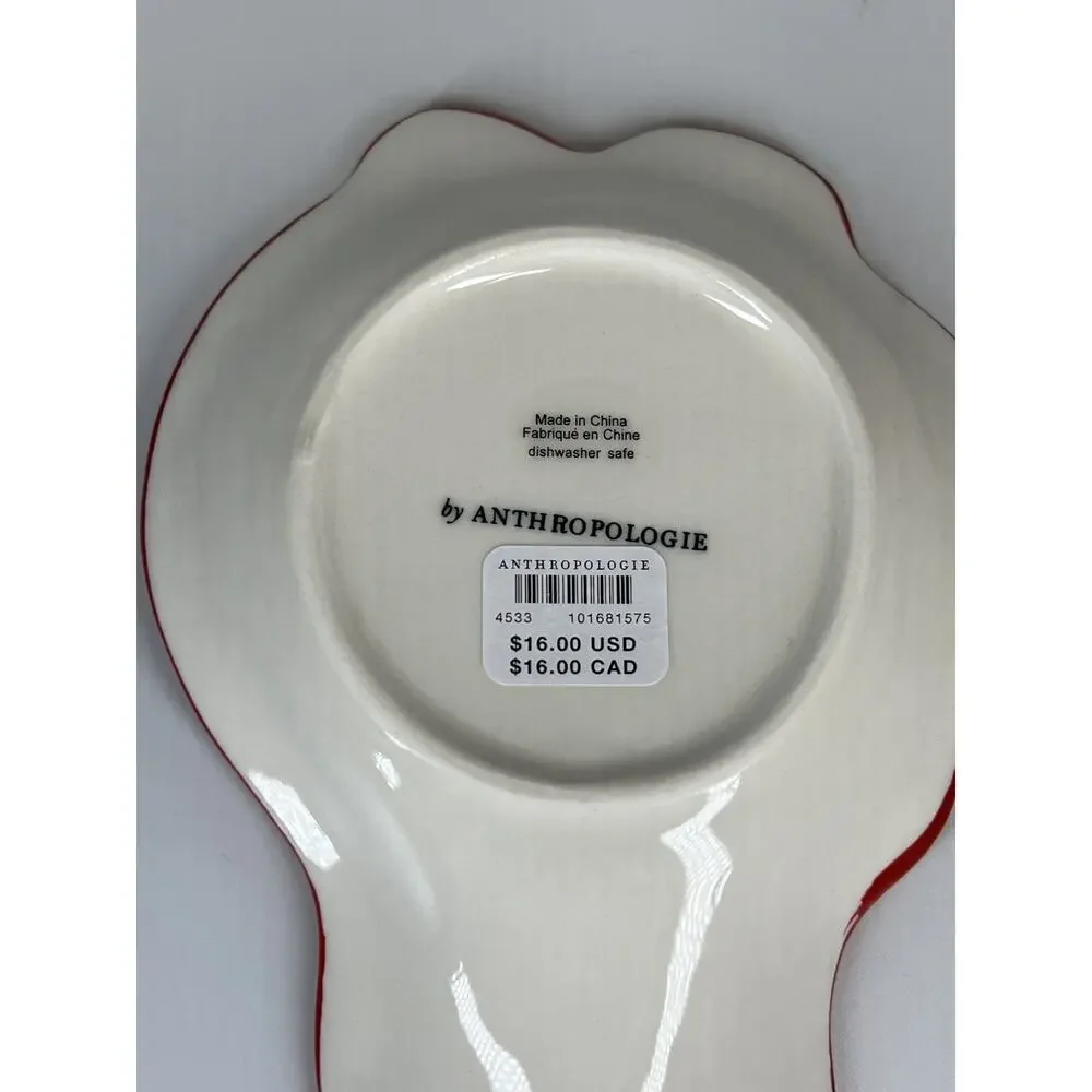 Anthropologie Benedita Bow Spoonrest White /Red